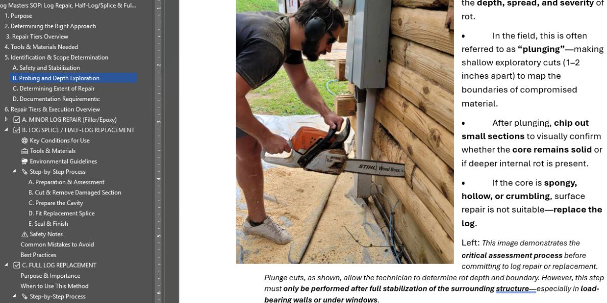 SOP Example for Log Home Restoration Business